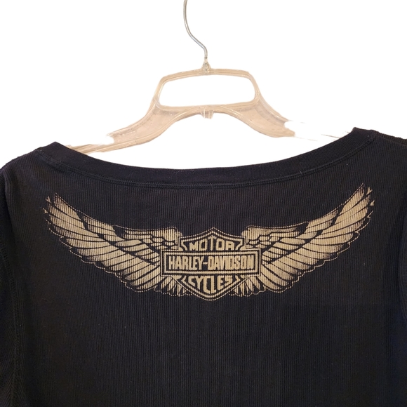 Harley Davidson Black Long Sleeve Thermal Tee - Picture 4 of 5
